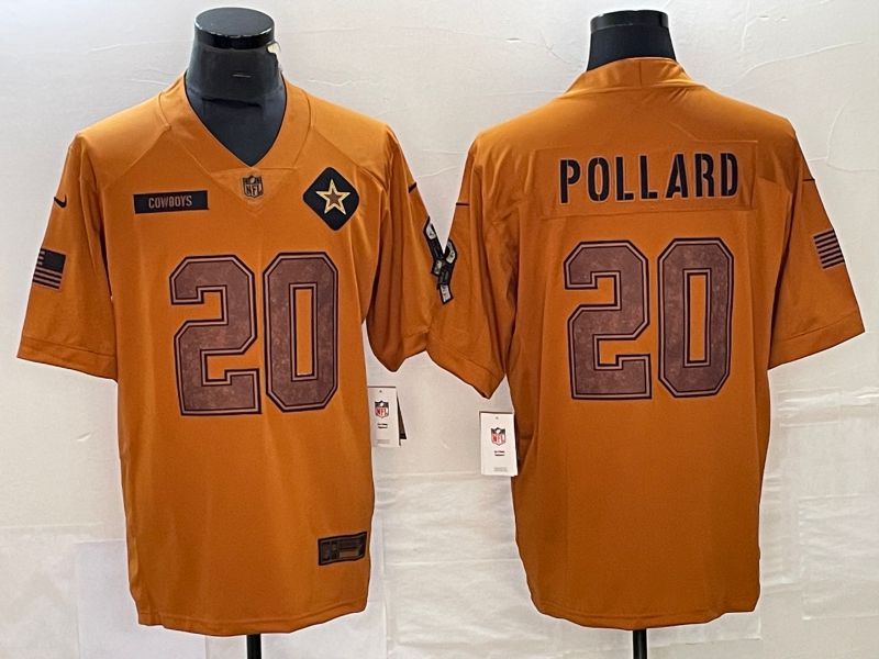 Men Dallas Cowboys #20 Pollard brown Nike 2023 Salute To Service Limited NFL Jersey